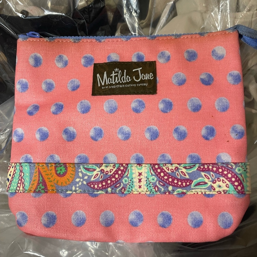 Matilda Jane Pink and Blue Polka Dot Cosmetic Bag